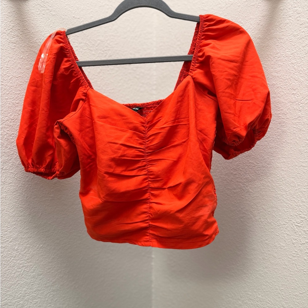 Women's Red Puff Sleeve Top